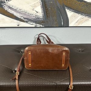 Dooney & Bourke Florentine Leather Celeste Satchel with strap; Cognac color